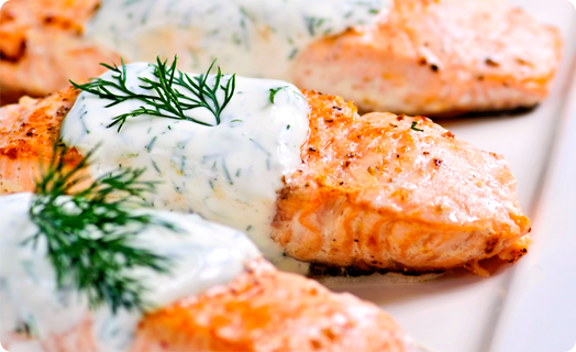 Salmon Baked with SMS Dill Sauce