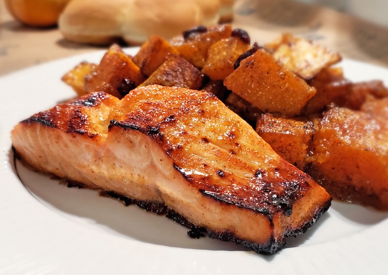 Salmon – Honey Mustard Roasted Salmon with Butternut Squash
