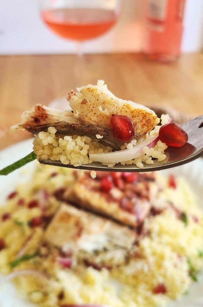 Pan Roasted Barramundi with Pomegranate Couscous