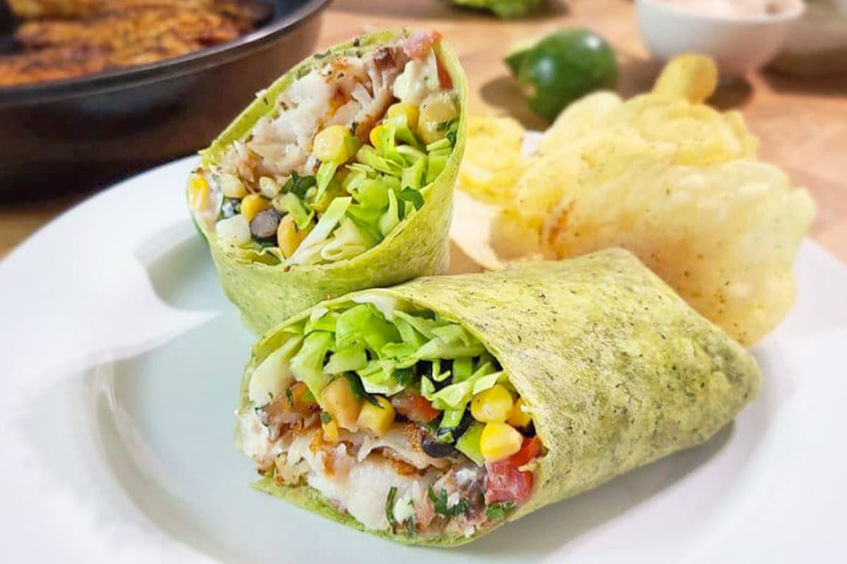 Spicy Tilaipa Wrap with Bean Twist Salad x