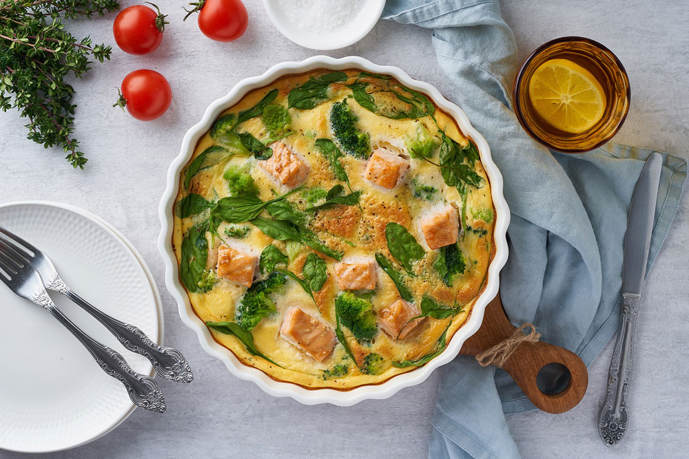 Featured image for “Arctic Char with Spinach and Broccoli Fritatta”